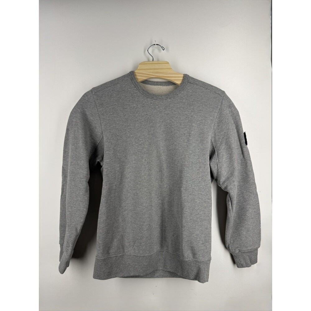 Stone Island Mens XL Melange Grey Garment Dyed Cotton Crewneck Sweatshirt Patch